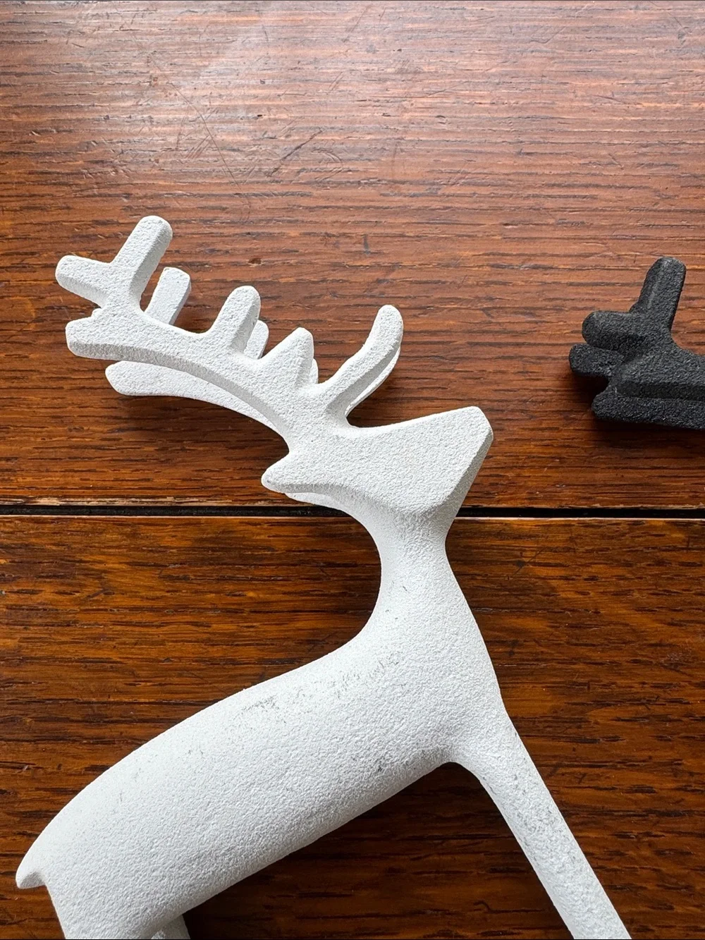 Set of Crate and Barrel White and Black Metal Reindeer